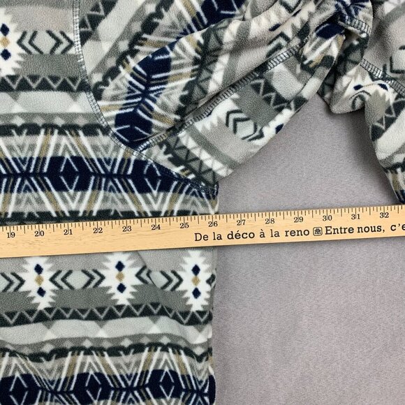 Eddie Bauer Mens Sweater XL Gray Blue Aztec Fleece Long Sleeve Southwestern - Picture 5 of 7